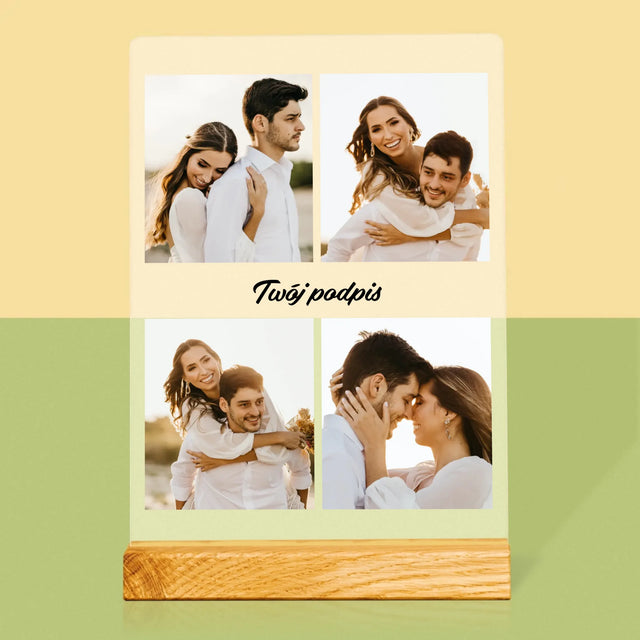 Fotokolaż: 4 Zdjęcia i Podpis - Wydruk Na Szkle Akrylowym