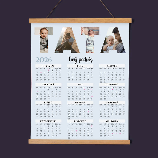 Słowo Ze Zdjęć: Tata - Kalendarz Plakatowy z Listwami