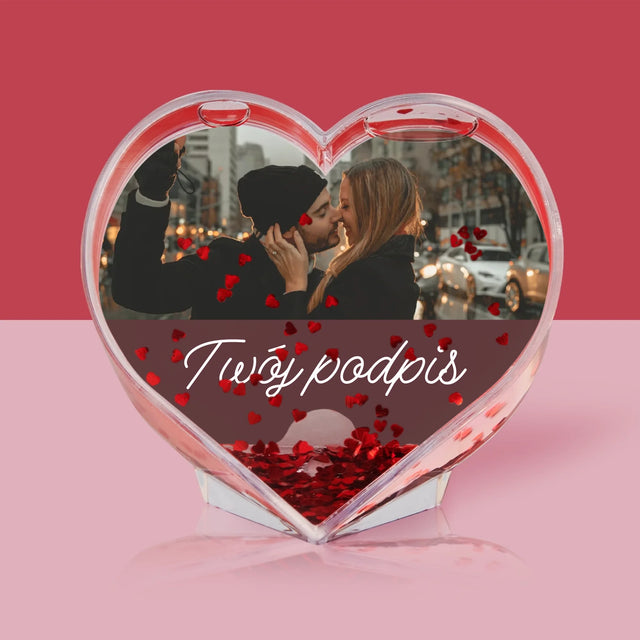 Zdjęcie I Podpis: Twoje Zdjęcie I Podpis - Kula Śnieżna Serce