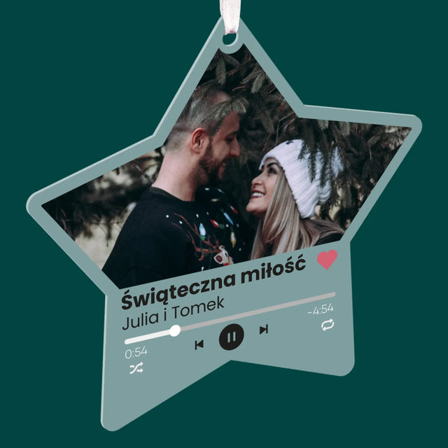Zdjęcie i Podpis: Spotify Z Twoim Zdjęciem - Bombka Świąteczna Gwiazda