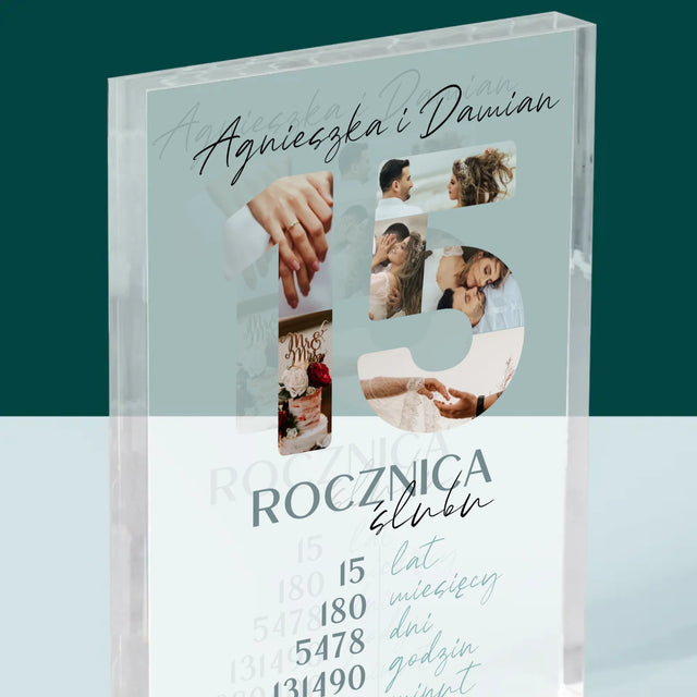 Słowo Ze Zdjęć: 15 Rocznica Ślubu - Blok Akrylowy z Nadrukiem
