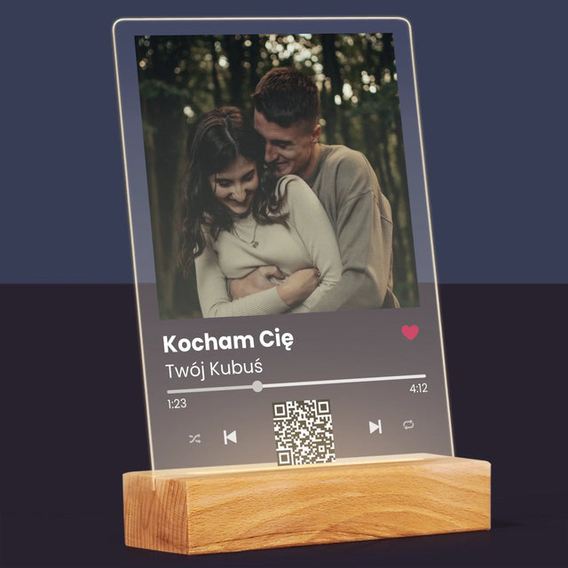 Zdjęcie i Podpis: Spotify z Kodem Qr - Wydruk Na Szkle Akrylowym