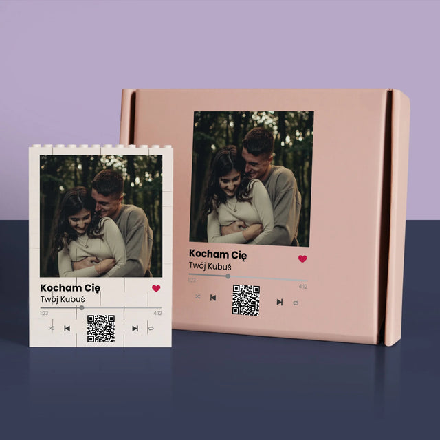 Zdjęcie i Podpis: Spotify z Kodem Qr - Klocki LEGO z Nadrukiem