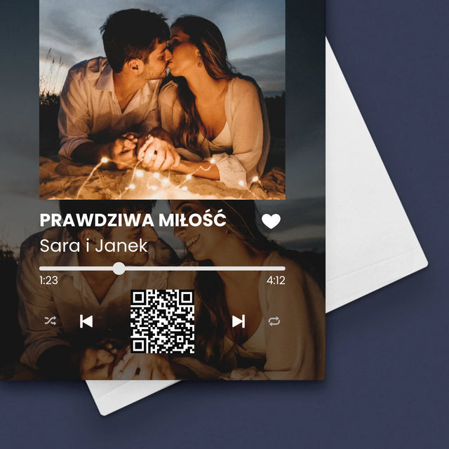 Zdjęcie i Podpis: Spotify z Twoimi Zdjęciami i Kodem Qr - Kartka z Życzeniami