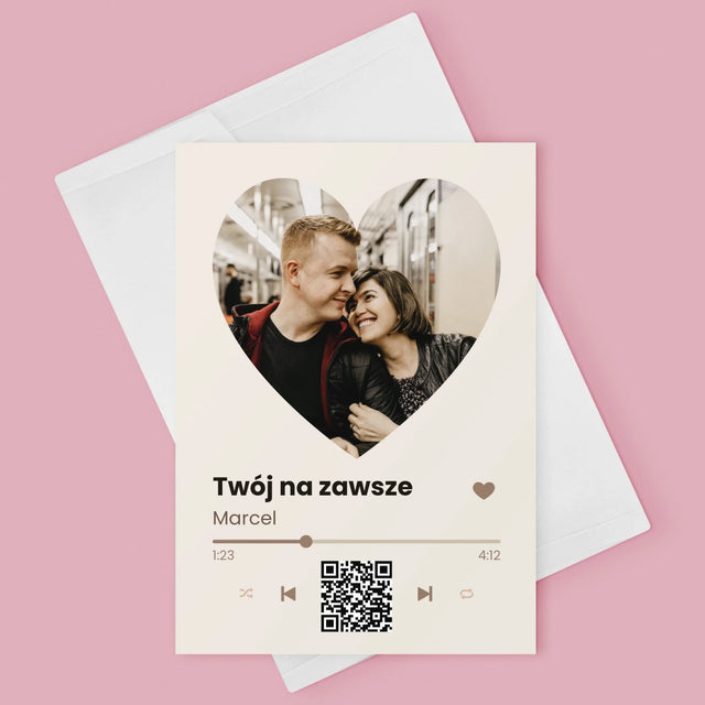 Zdjęcie i Podpis: Nasza Piosenka Serce Kod Qr - Kartka z Życzeniami