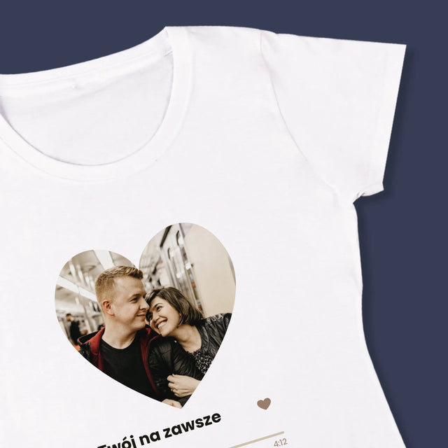 Zdjęcie i Podpis: Nasza Piosenka Serce Kod Qr - Koszulka Damska
