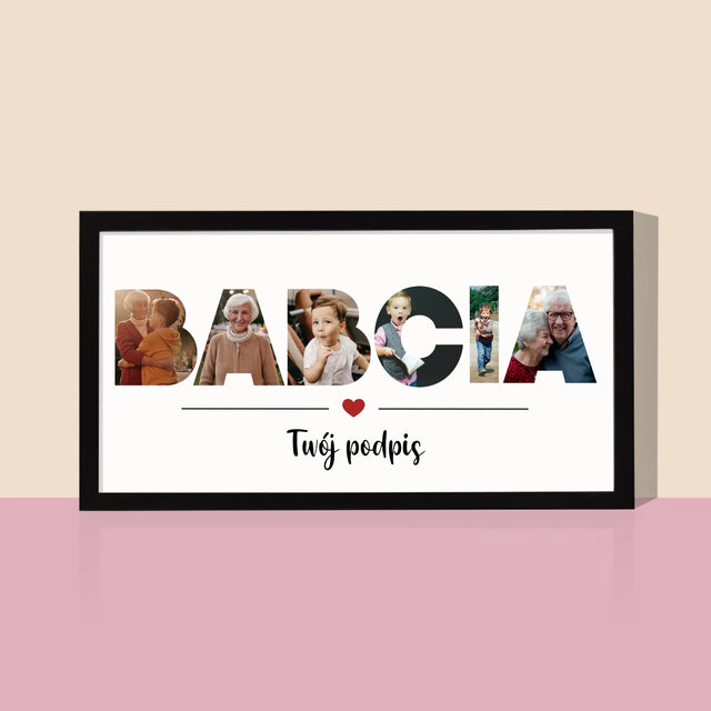 Słowo Ze Zdjęć: Babcia - Wydruk Obramowany 20x40