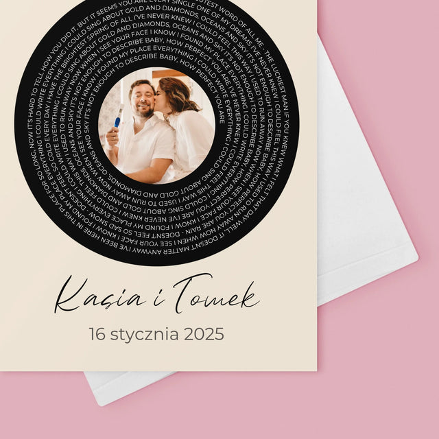 Zdjęcie i Podpis: Tekst Piosenki z Twoim Zdjęciem - Kartka z Życzeniami