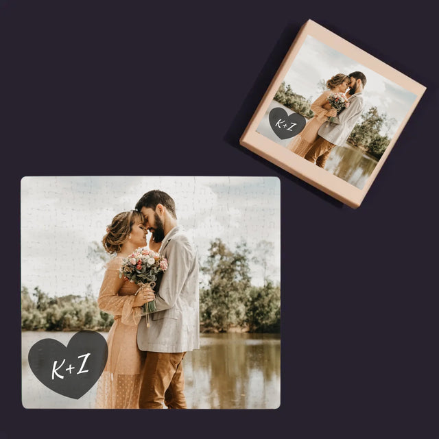Zdjęcie I Podpis: Twoje Zdjęcie Inicjały - Personalizowane Puzzle