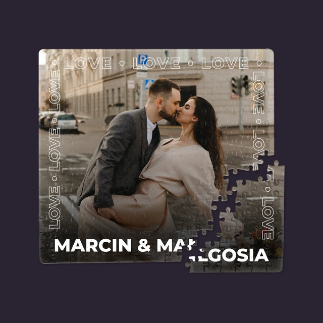Zdjęcie i Podpis: Ramka Love - Personalizowane Puzzle