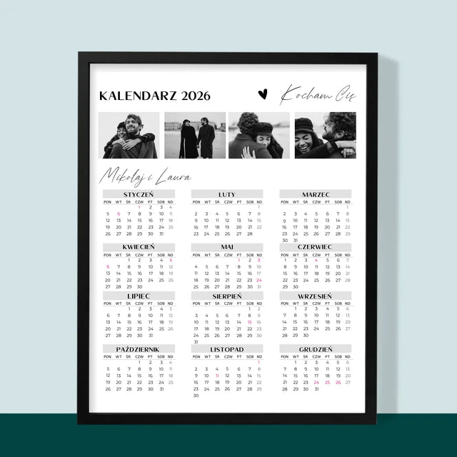 Fotokolaż: Kocham Cię - Kalendarz w Ramce