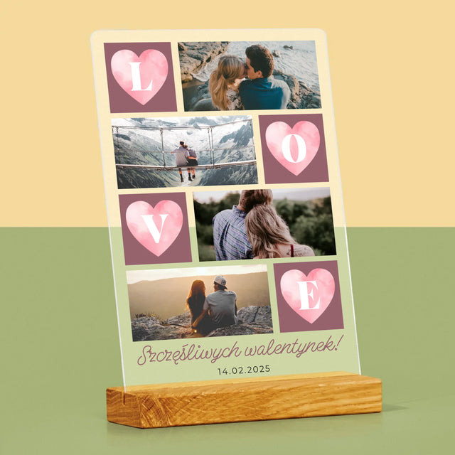 Fotokolaż: Serduszka Love - Wydruk Na Szkle Akrylowym