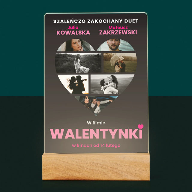 Fotokolaż: Walentynki Plakat Filmowy - Wydruk Na Szkle Akrylowym