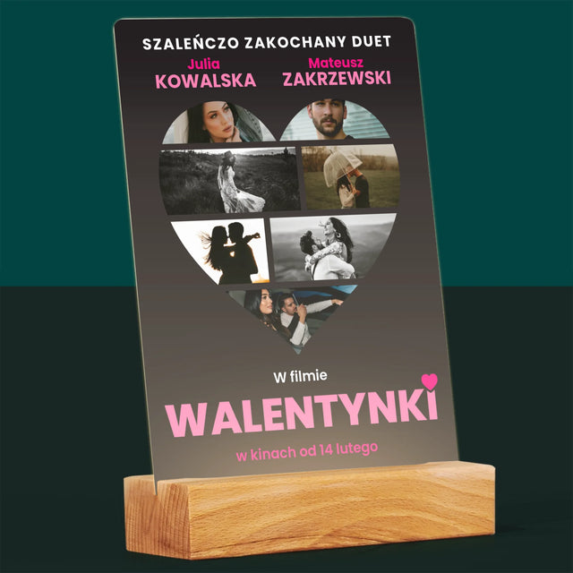 Fotokolaż: Walentynki Plakat Filmowy - Wydruk Na Szkle Akrylowym