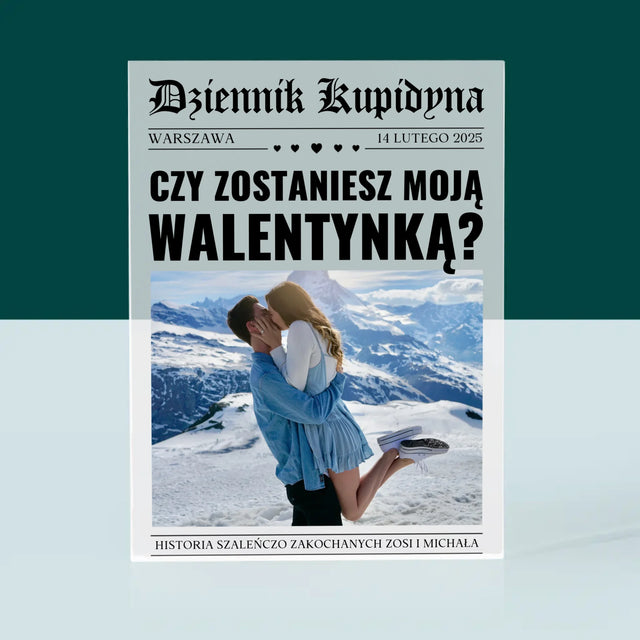 Okładka Magazynu: Walentynkowa Gazeta - Blok Akrylowy z Nadrukiem