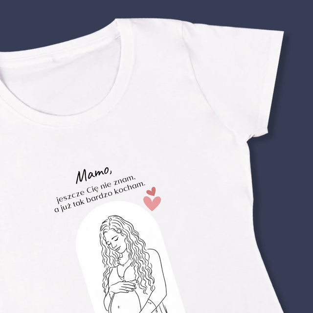 Zdjęcie i Podpis: Lineart Dla Mamy - Koszulka Damska z Nadrukiem