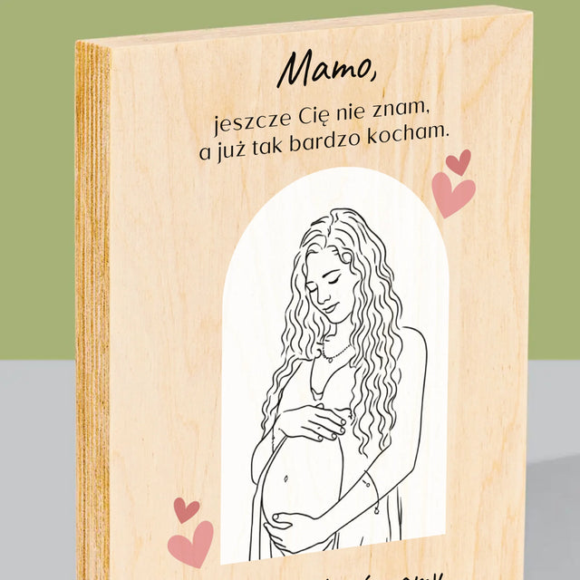 Zdjęcie i Podpis: Lineart Dla Mamy - Wydruk Na Drewnie