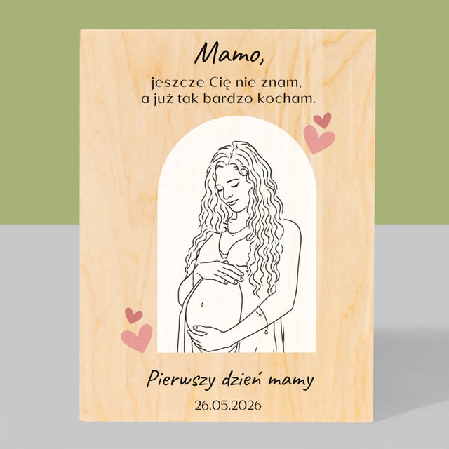 Zdjęcie i Podpis: Lineart Dla Mamy - Wydruk Na Drewnie