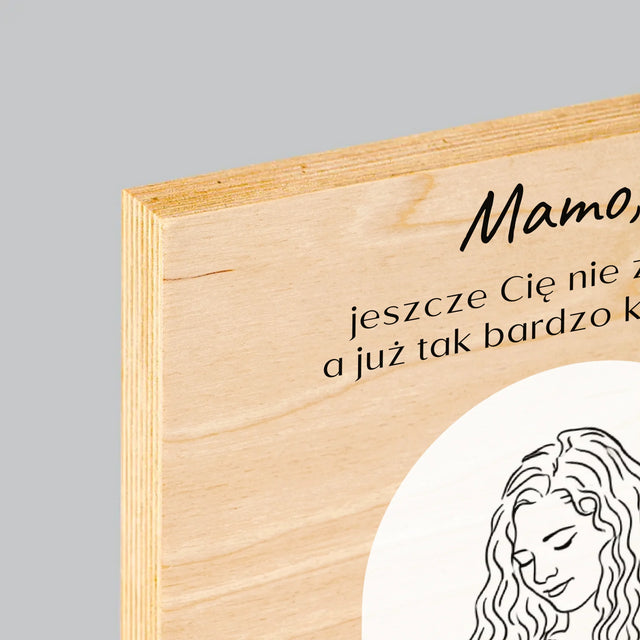Zdjęcie i Podpis: Lineart Dla Mamy - Wydruk Na Drewnie