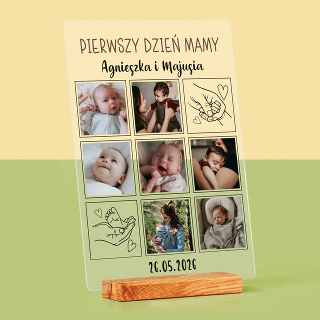 Fotokolaż: Pierwszy Dzień Mamy Rysunki - Wydruk Na Szkle Akrylowym