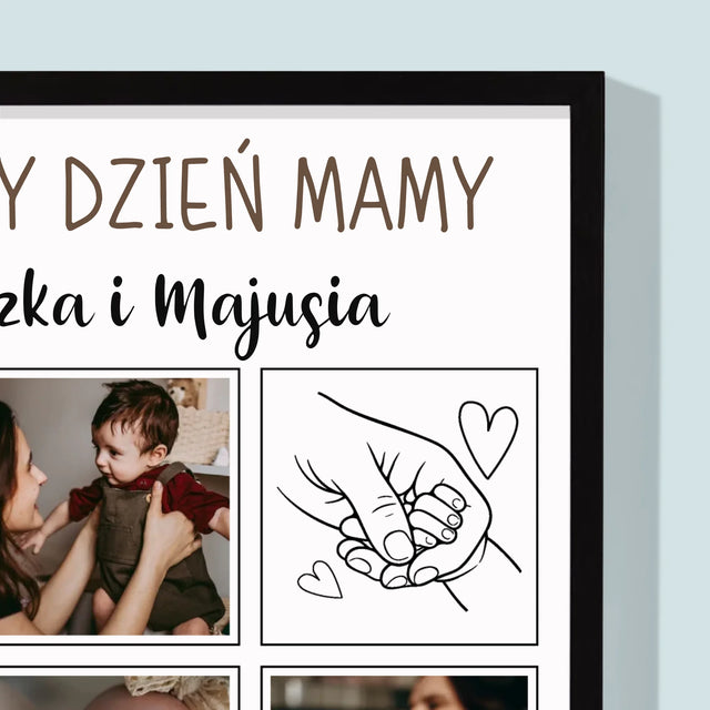 Fotokolaż: Pierwszy Dzień Mamy Rysunki - Wydruk Obramowany