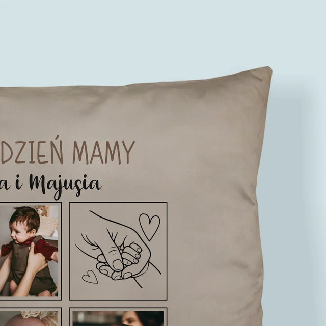Fotokolaż: Pierwszy Dzień Mamy Rysunki - Poduszka z Nadrukiem