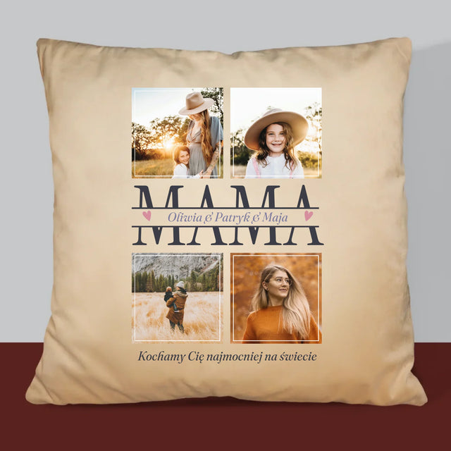 Fotokolaż: Mama Imiona - Poduszka z Nadrukiem