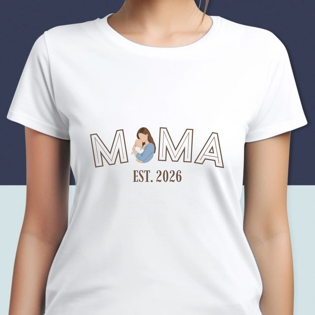 Zdjęcie i Podpis: Mama Established - Koszulka Damska z Nadrukiem