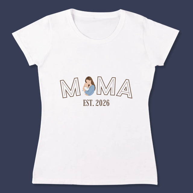 Zdjęcie i Podpis: Mama Established - Koszulka Damska z Nadrukiem