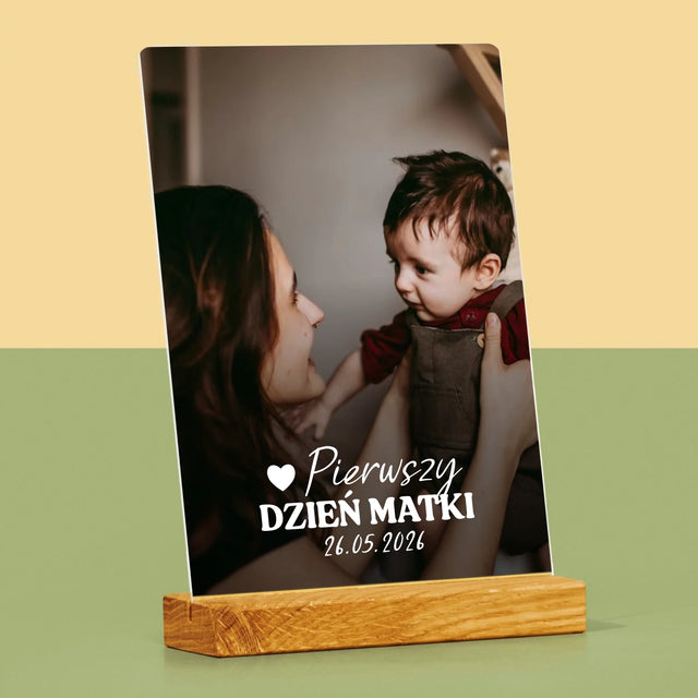 Zdjęcie i Podpis: Pierwszy Dzień Matki Serce - Wydruk Na Szkle Akrylowym