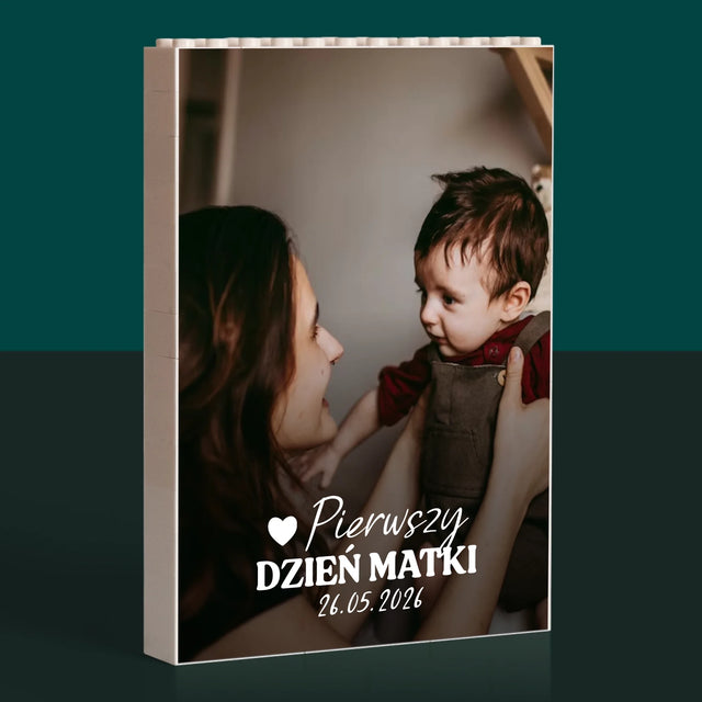 Zdjęcie i Podpis: Pierwszy Dzień Matki Serce - Klocki LEGO z Nadrukiem
