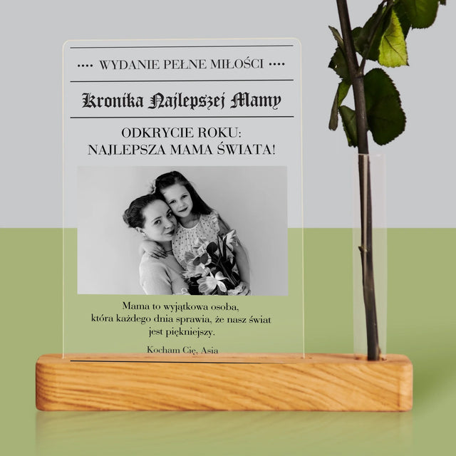 Okładka Magazynu: Kronika Najlepszej Mamy - Wydruk Na Szkle Akrylowym z Różą