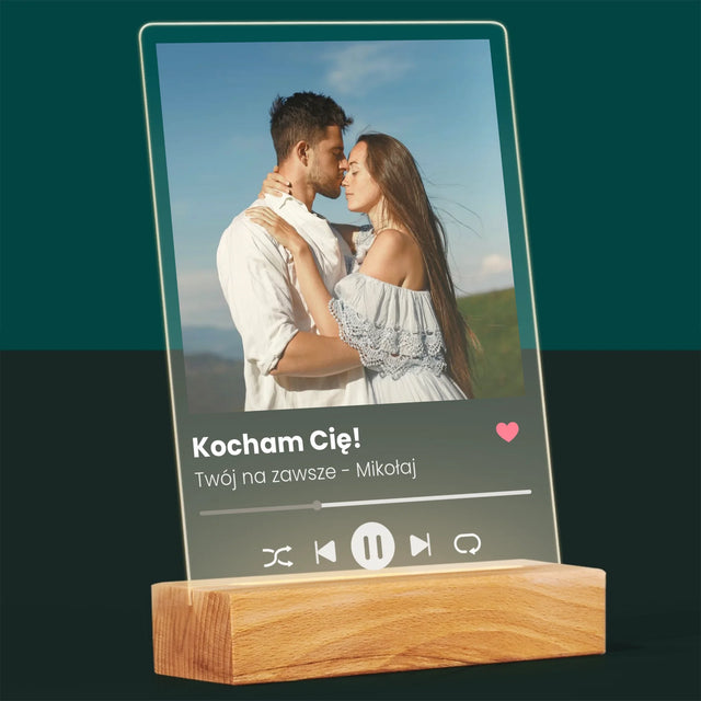 Zdjęcie I Podpis: Spotify Miłosny - Wydruk Na Szkle Akrylowym