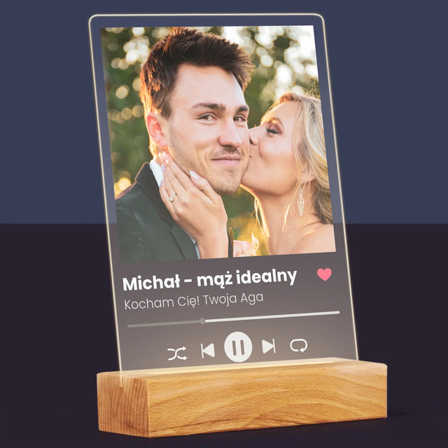 Zdjęcie I Podpis: Spotify Dla Męża - Wydruk Na Szkle Akrylowym