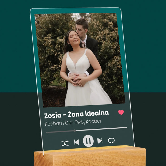 Zdjęcie I Podpis: Spotify Dla Żony - Wydruk Na Szkle Akrylowym