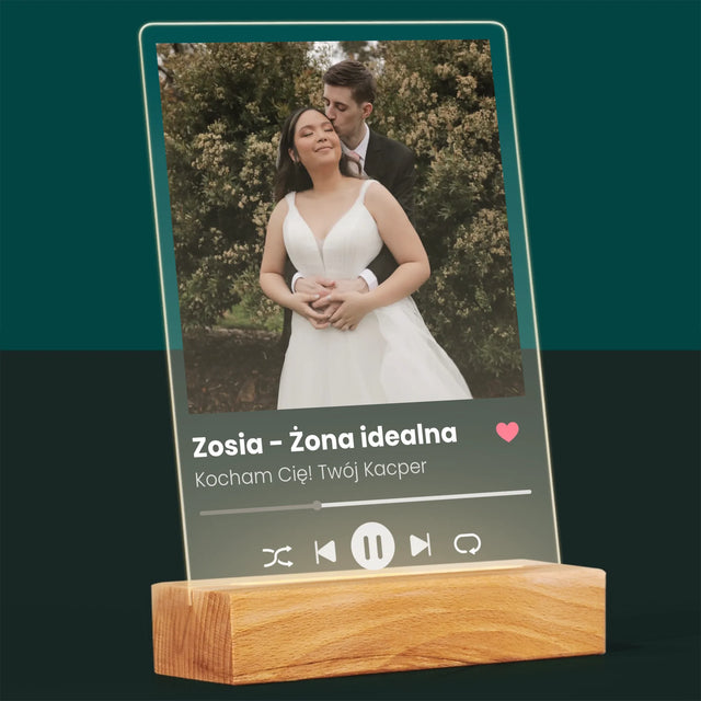Zdjęcie I Podpis: Spotify Dla Żony - Wydruk Na Szkle Akrylowym