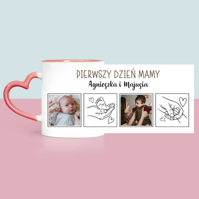 Fotokolaż: Pierwszy Dzień Mamy Rysunki - Kubek z Nadrukiem