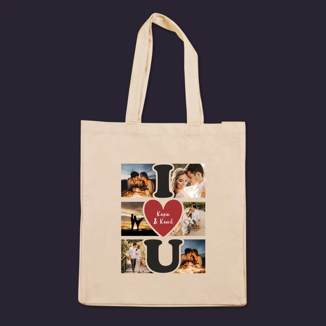 Fotokolaż: I Love You - Torba Płócienna z Nadrukiem
