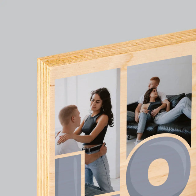 Fotokolaż: Love Imiona - Wydruk Na Drewnie
