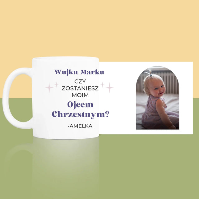 Zdjęcie i Podpis: Prośba O Bycie Chrzestnym Elegant - Kubek z Nadrukiem