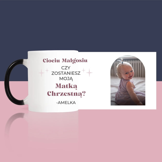 Zdjęcie i Podpis: Prośba O Bycie Chrzestną Elegant - Kubek z Nadrukiem
