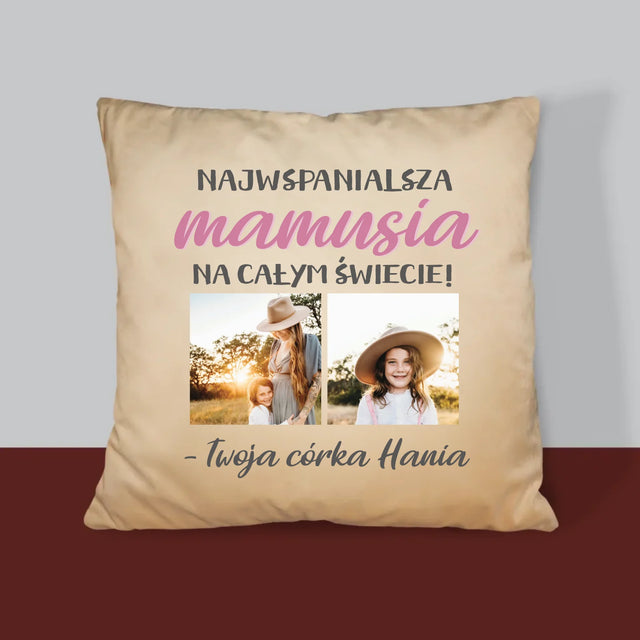 Fotokolaż: Najwspanialsza Mamusia - Poduszka z Nadrukiem