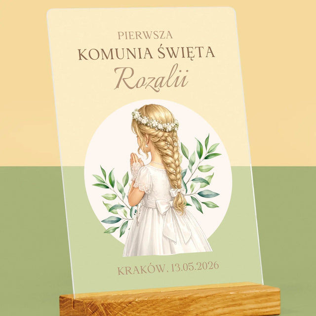 Kreator Postaci: Komunia Dziewczynka - Wydruk Na Szkle Akrylowym