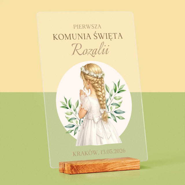 Kreator Postaci: Komunia Dziewczynka - Wydruk Na Szkle Akrylowym