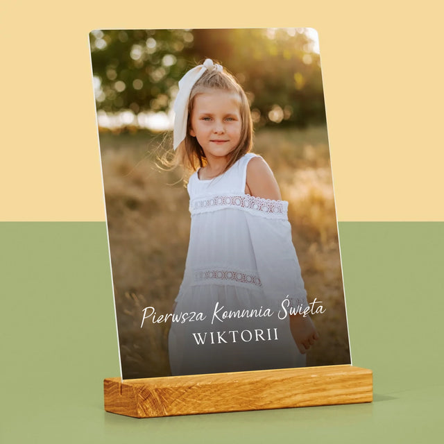 Zdjęcie i Podpis: Komunia - Wydruk Na Szkle Akrylowym