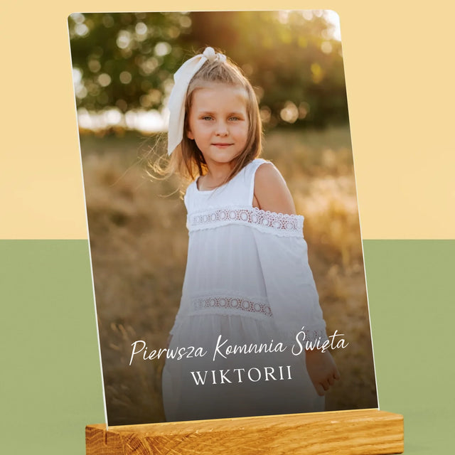 Zdjęcie i Podpis: Komunia - Wydruk Na Szkle Akrylowym