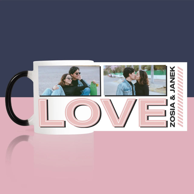 Fotokolaż: z Napisem Love - Kubek z Nadrukiem