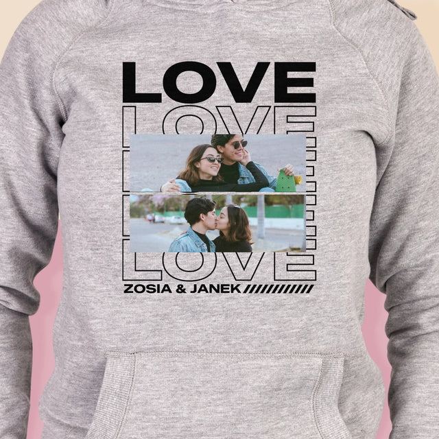 Fotokolaż: z Napisem Love - Bluza Damska z Kapturem