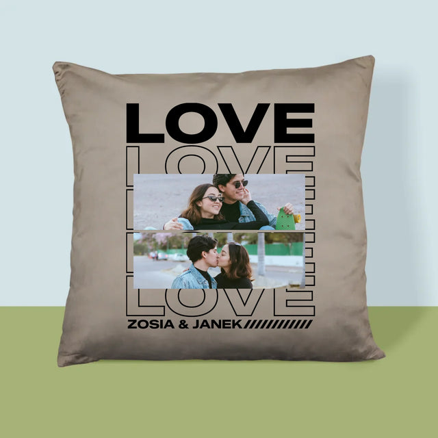 Fotokolaż: z Napisem Love - Poduszka z Nadrukiem