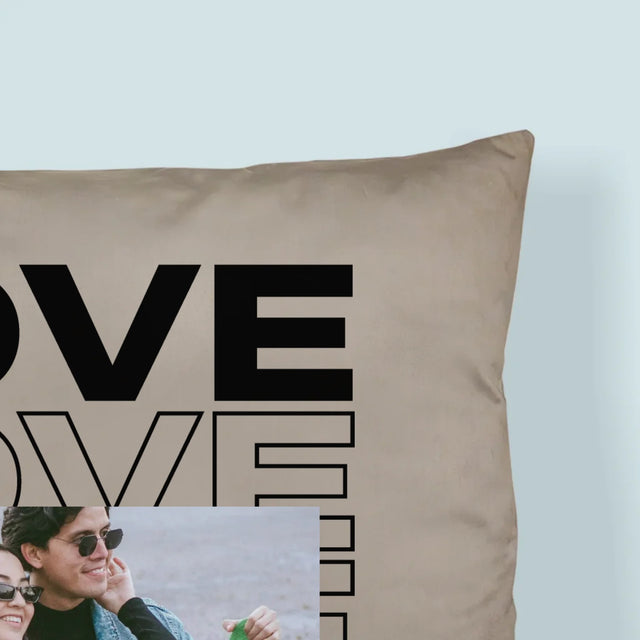 Fotokolaż: z Napisem Love - Poduszka z Nadrukiem